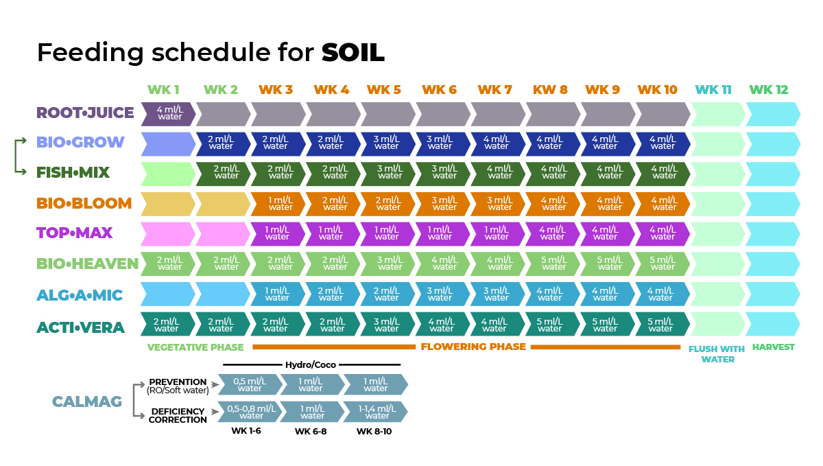 Feeding Schedule for Soil by BioBizz