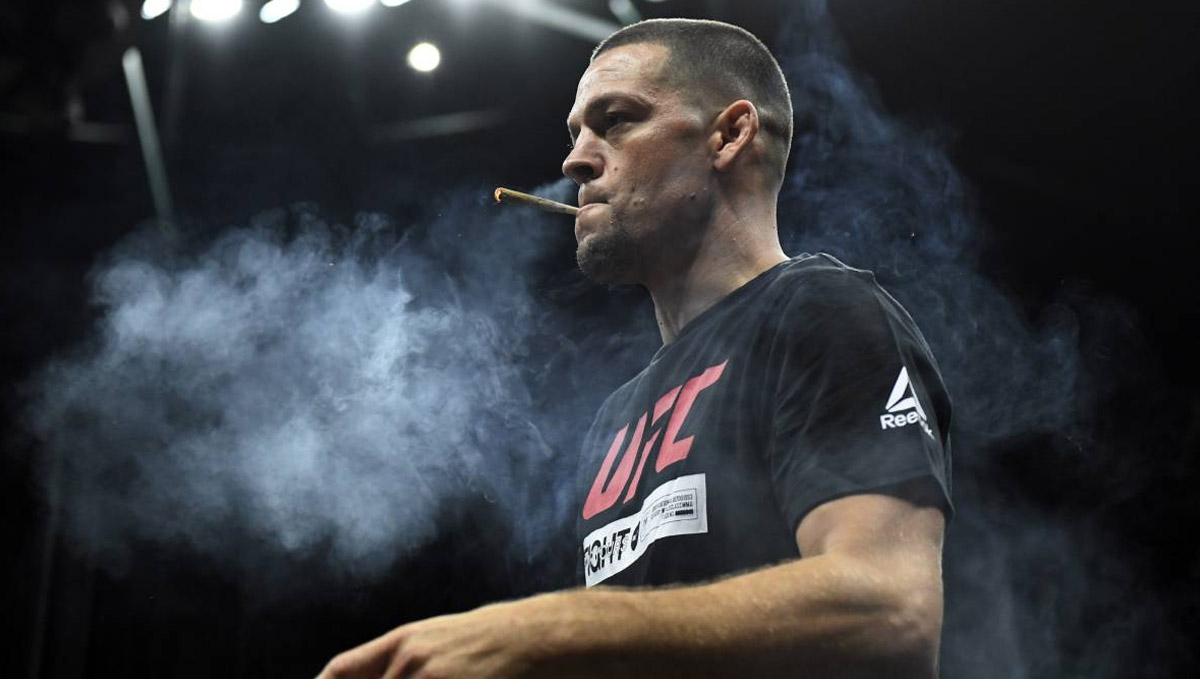 Nate Diaz from UFC enjoying a joint.