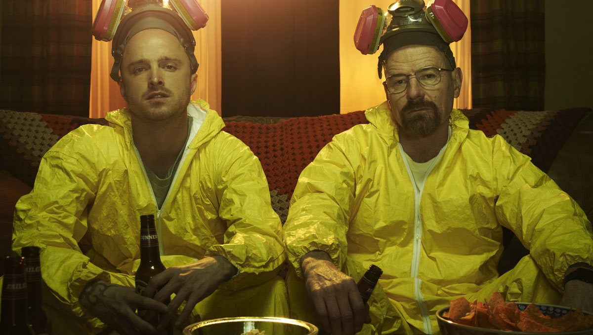 Aaron Paul og Bryan Cranston som Jesse Pinkman og Walter White i Breaking Bad.