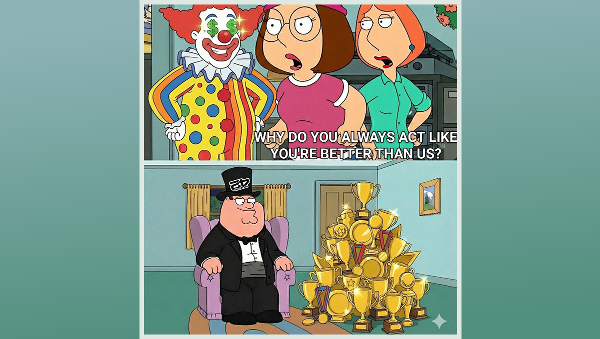 Duhovita reinterpretacija scene iz Family Guy-a sa cannabis temom.