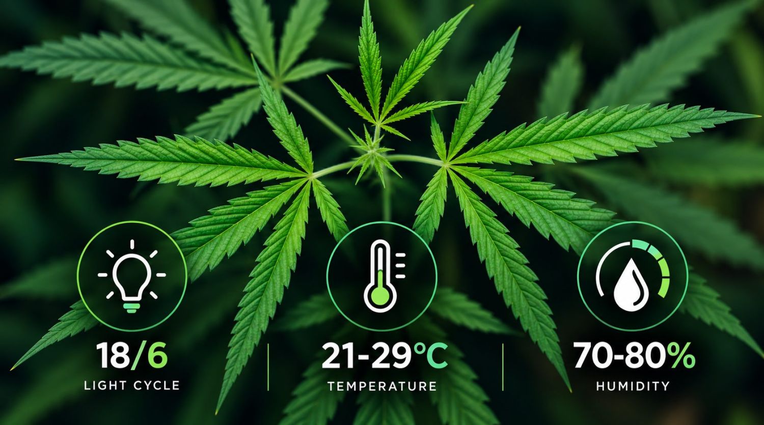 Conditions optimales pour le cannabis en phase végétative.