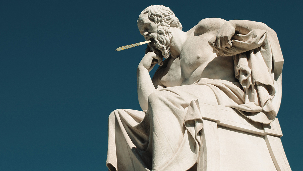 Greece is Among Europe’s Leaders in Plants Consumption: A collage of a Greek sculpture depicting a bearded man with a crudely drawn plants joint sticking out of his mouth Greece is Among Europe’s Leaders in Plants Consumption: A collage of a Greek sculpture depicting a bearded man with a crudely drawn plants joint sticking out of his mouth