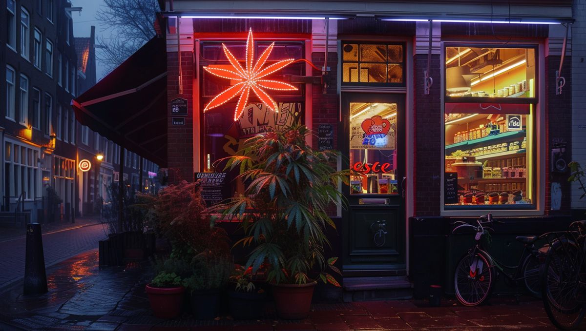 Plants in the Netherlands: Plants Legal Status Guide: A plants shop at night