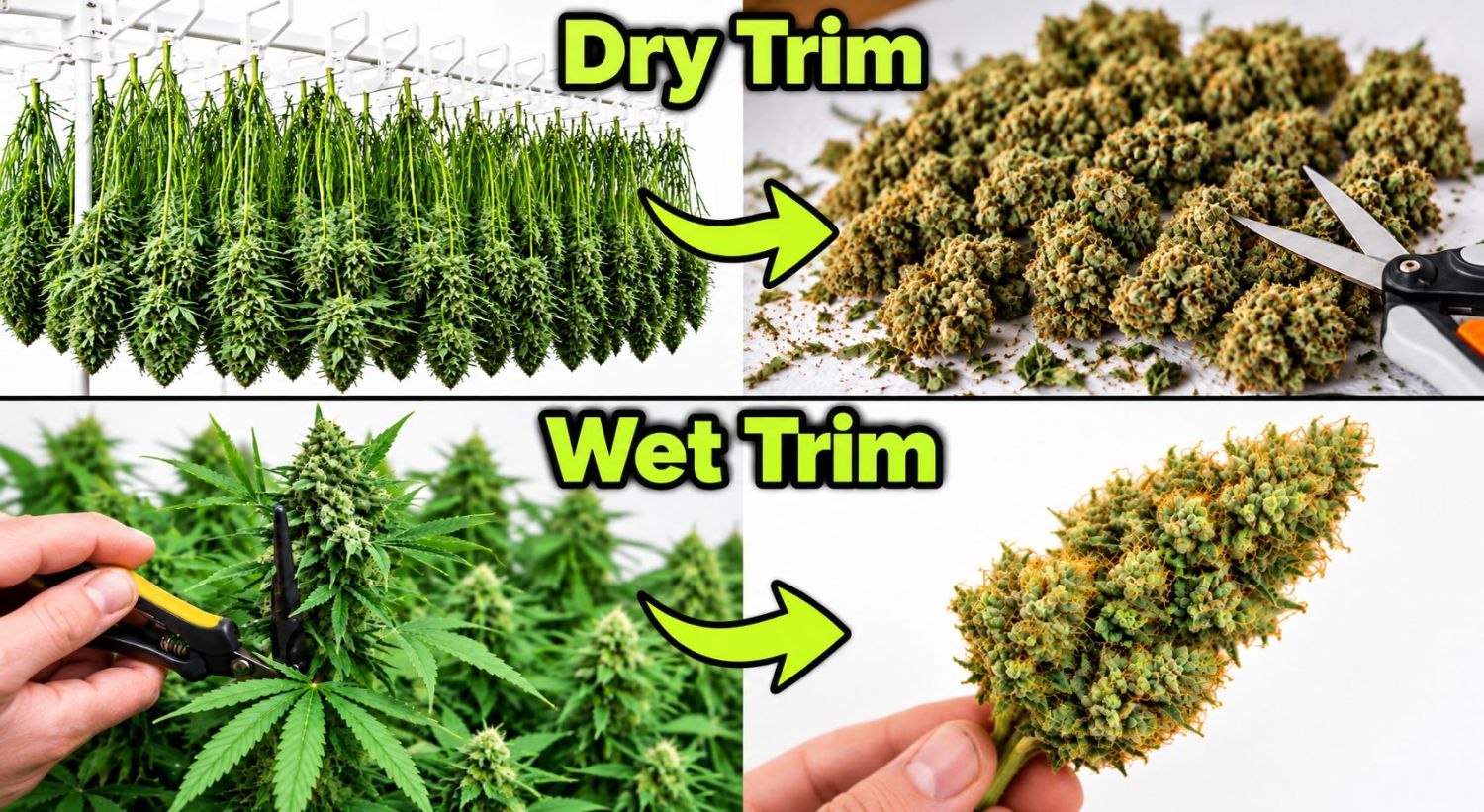 How to dry plants buds: wet trimming vs dry trimming